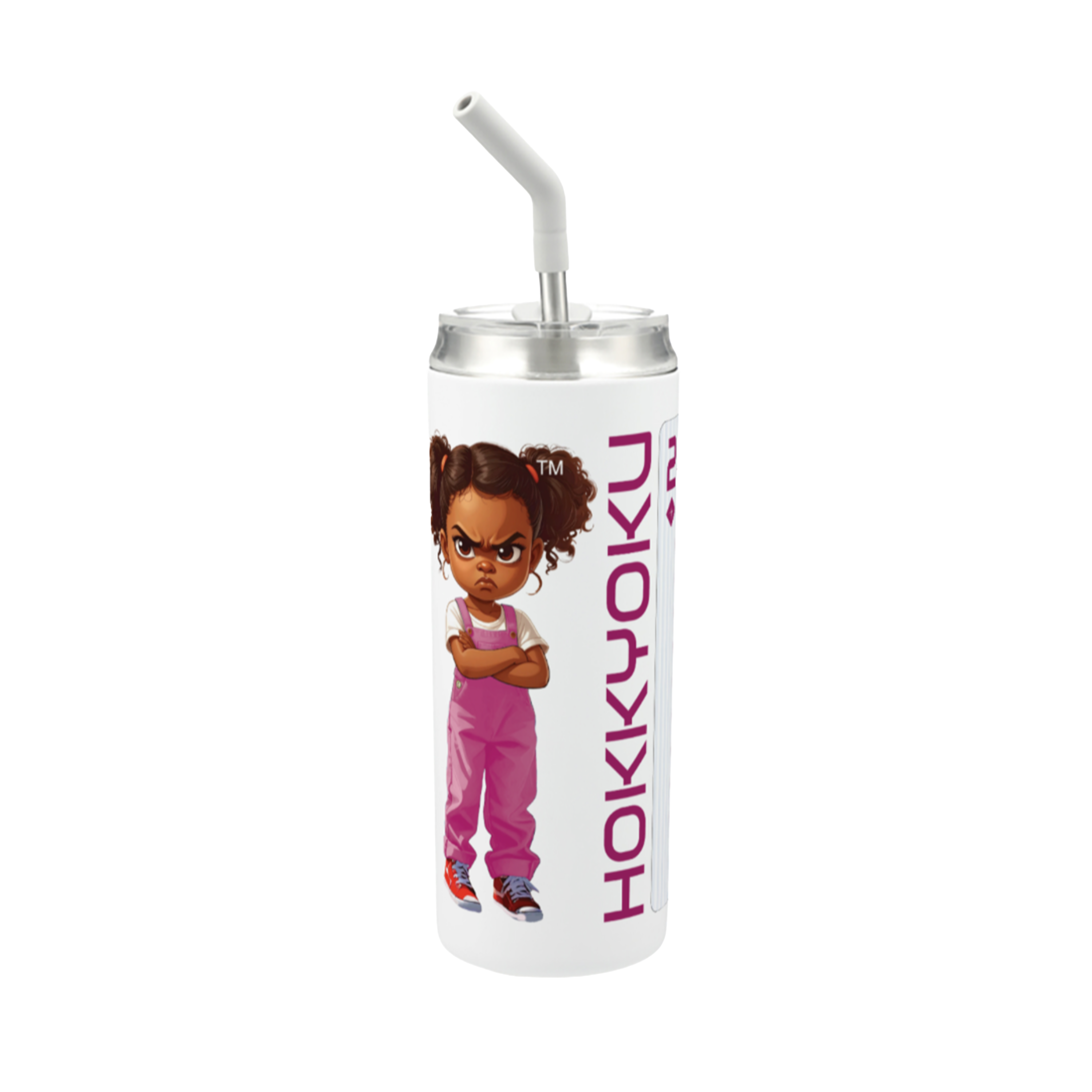 Hokkyoku Arashi™ 20 oz stainless steel tumbler with straw, side view featuring Hokkyoku Arashi™ SHENANIGANS' 2 of Diamonds direct UV print on powder coat finish. Copyright ©2026. Hokkyoku Arashi™ — All Rights Reserved. HokkyokuArashi.com