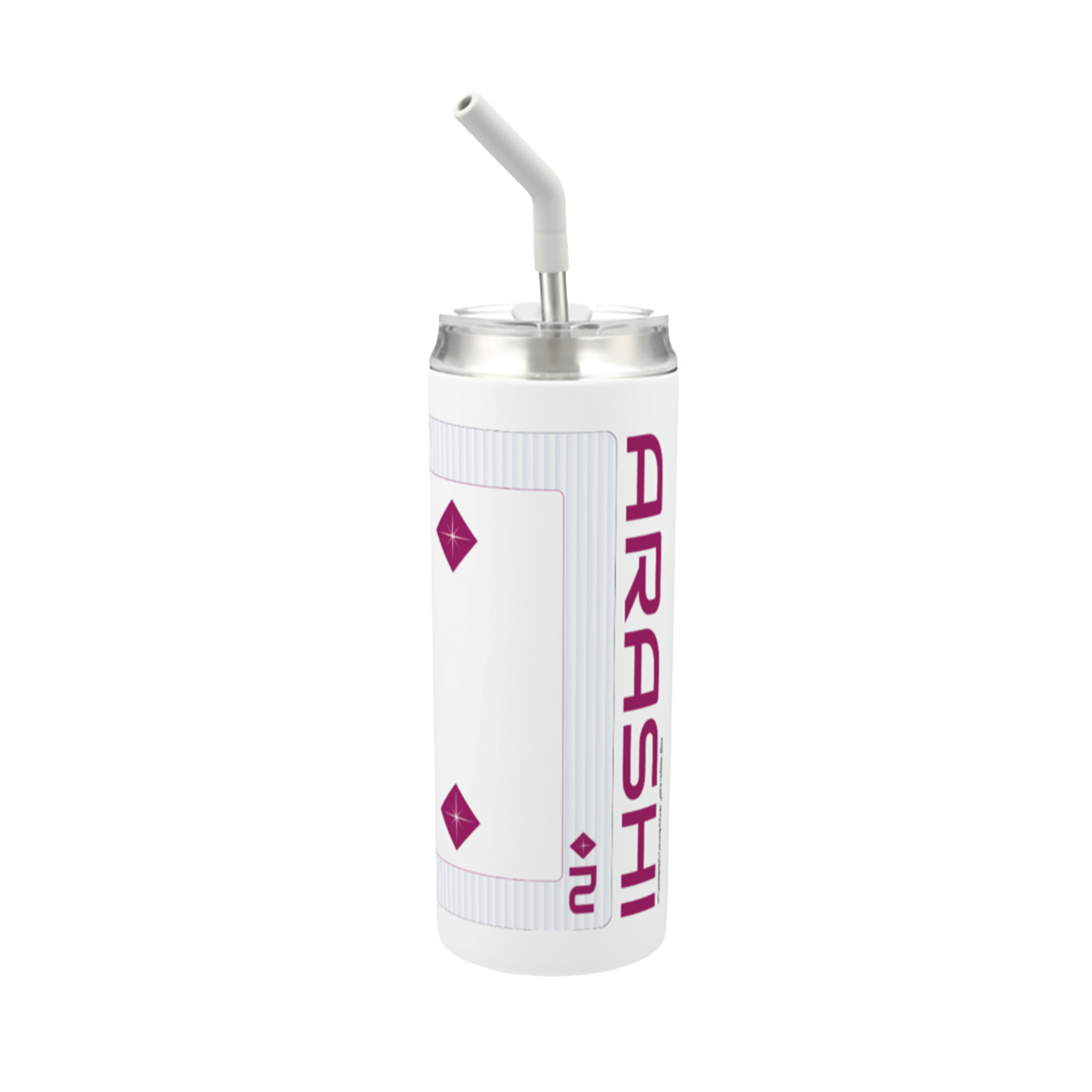 Hokkyoku Arashi™ 20 oz stainless steel tumbler with straw, back view featuring Hokkyoku Arashi™ SHENANIGANS' 2 of Diamonds direct UV print on powder coat finish. Copyright ©2026. Hokkyoku Arashi™ — All Rights Reserved. HokkyokuArashi.com