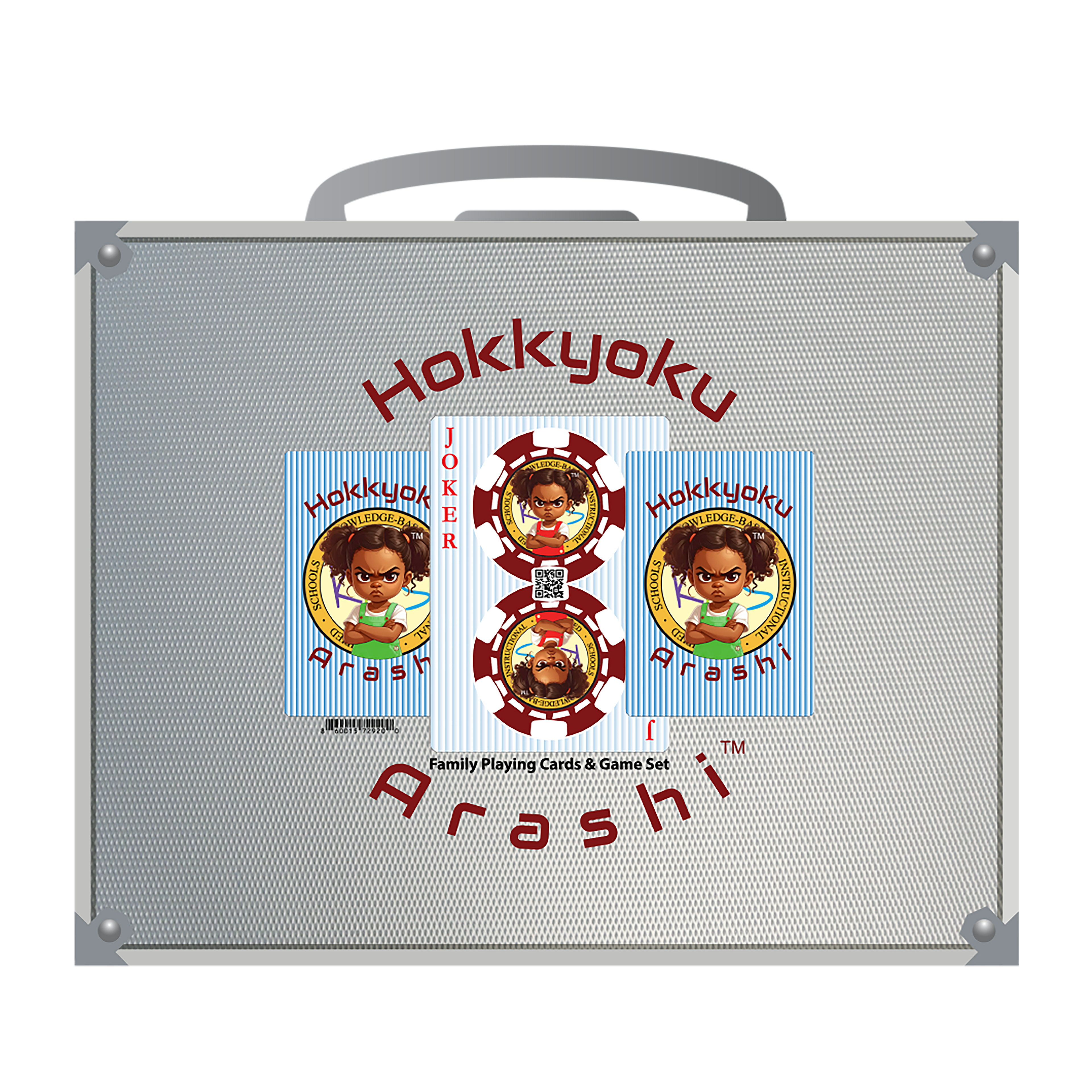 Limited Edition Hokkyoku Arashi™ SHENANIGANS Family Playing Cards & Game Set in a premium anodized aluminum carrying case. Copyright ©2026. Hokkyoku Arashi™ — All Rights Reserved. HokkyokuArashi.com