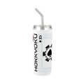 Hokkyoku Arashi™ 20 oz stainless steel tumbler with straw, front view featuring Hokkyoku Arashi™ SHENANIGANS' Ace of Spades direct UV print on powder coat finish. Copyright ©2026. Hokkyoku Arashi™ — All Rights Reserved. HokkyokuArashi.com