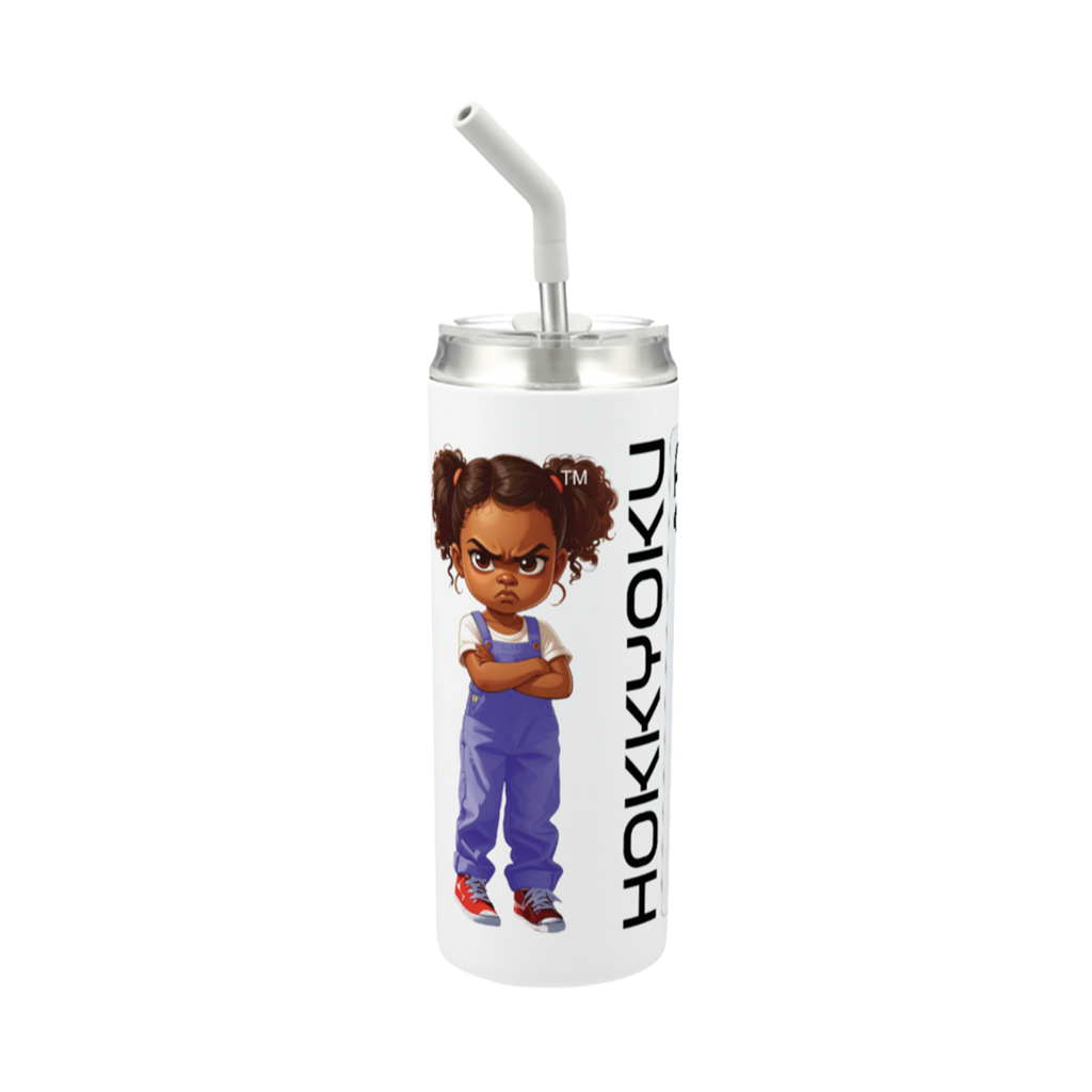 Hokkyoku Arashi™ 20 oz stainless steel tumbler with straw, side view featuring Hokkyoku Arashi™ SHENANIGANS' Ace of Spades direct UV print on powder coat finish. Copyright ©2026. Hokkyoku Arashi™ — All Rights Reserved. HokkyokuArashi.com