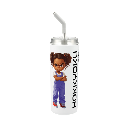 Hokkyoku Arashi™ 20 oz stainless steel tumbler with straw, side view featuring Hokkyoku Arashi™ SHENANIGANS' Ace of Spades direct UV print on powder coat finish. Copyright ©2026. Hokkyoku Arashi™ — All Rights Reserved. HokkyokuArashi.com