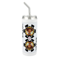 Hokkyoku Arashi™ 20 oz stainless steel tumbler with straw, front view featuring Hokkyoku Arashi™ SHENANIGANS™ Black Joker character art direct UV print on white powder coat finish. Copyright ©2026. Hokkyoku Arashi™ — All Rights Reserved. HokkyokuArashi.com