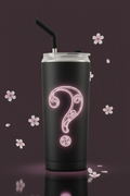 Hokkyoku Arashi™ 20 oz stainless steel tumbler with straw, front view featuring a mystery design placeholder on black powder coat finish. Copyright ©2026. Hokkyoku Arashi™ — All Rights Reserved. HokkyokuArashi.com
